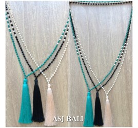 mix bead color fashion tassels necklace long strand 3color fashion